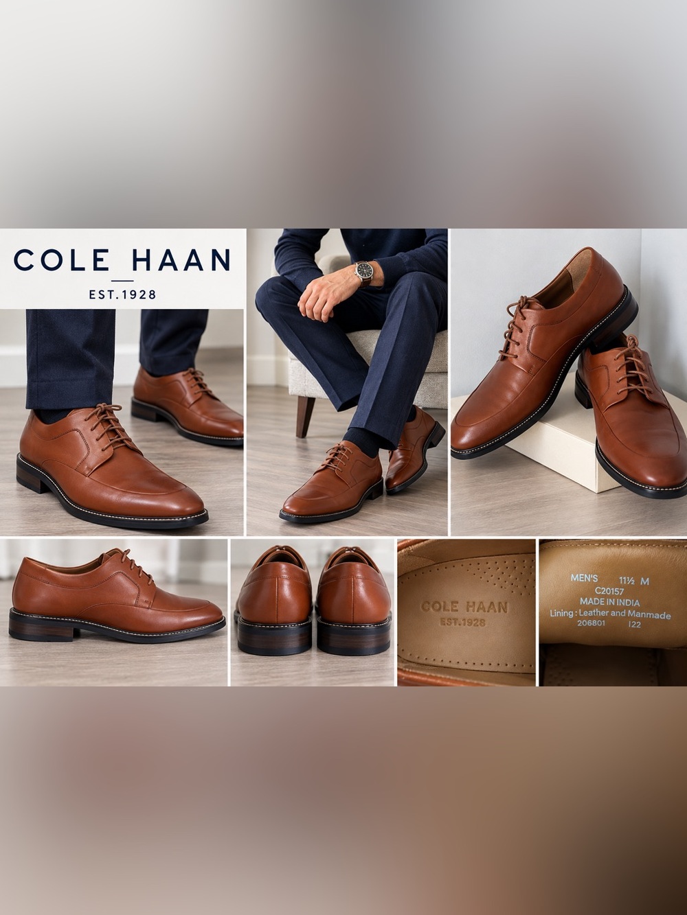 Cole Haan Men’s Tan Brown Leather Derby Shoes Sz 11.5М like new